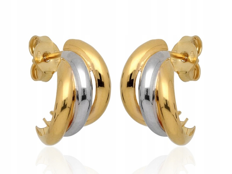 

Złote Kolczyki Na Sztyft Z Białym Złotem 585