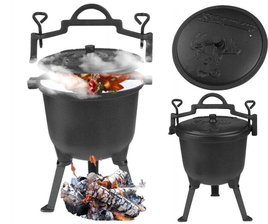 Żeliwny Kociołek 5 litrów Emaliowany Tradycyjny Węgierski Myśliwski