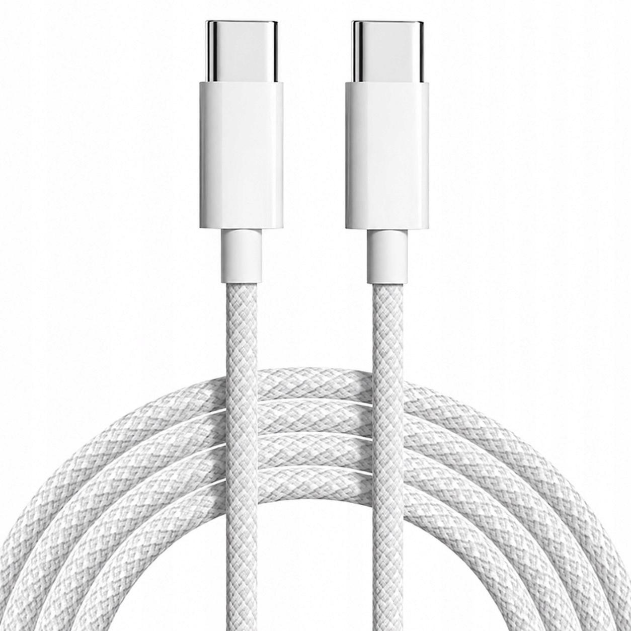 Kabel Usb-c Do Usb-c Szybkie Ładowanie 60W Transmisja Danych Nylon Biały 2m