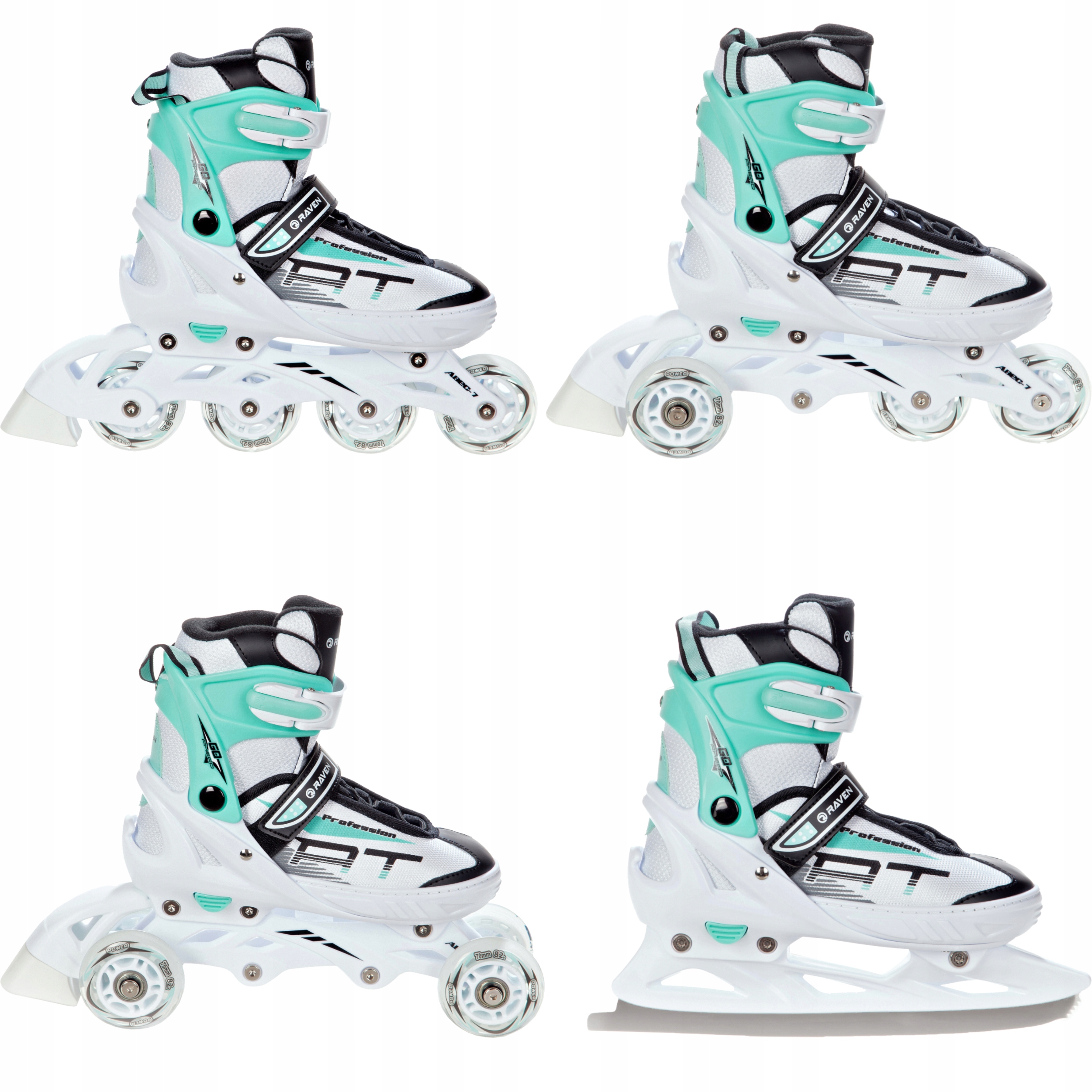 

Rolki Łyżwy 4w1 Raven Profession White/Mint 28-32