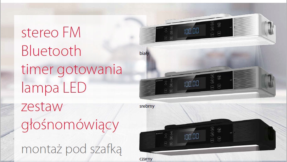 Radio FM Ferguson Regent Cucina SREBRNE Bluetooth do kuchni Kolor srebrny