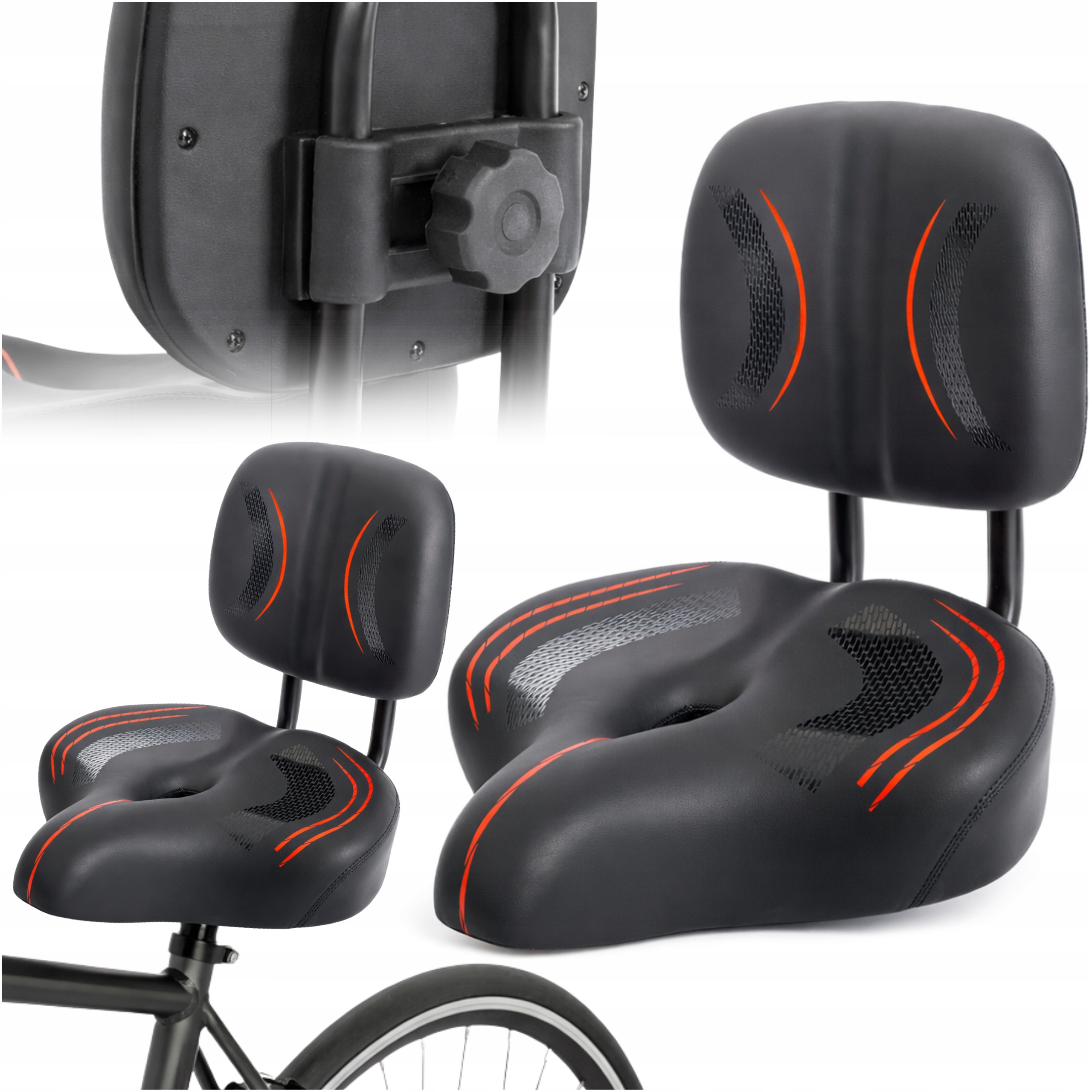 Siodełko Rowerowe Z Oparciem Na Rower Regulowane Pianka Duże Siedzisko S14