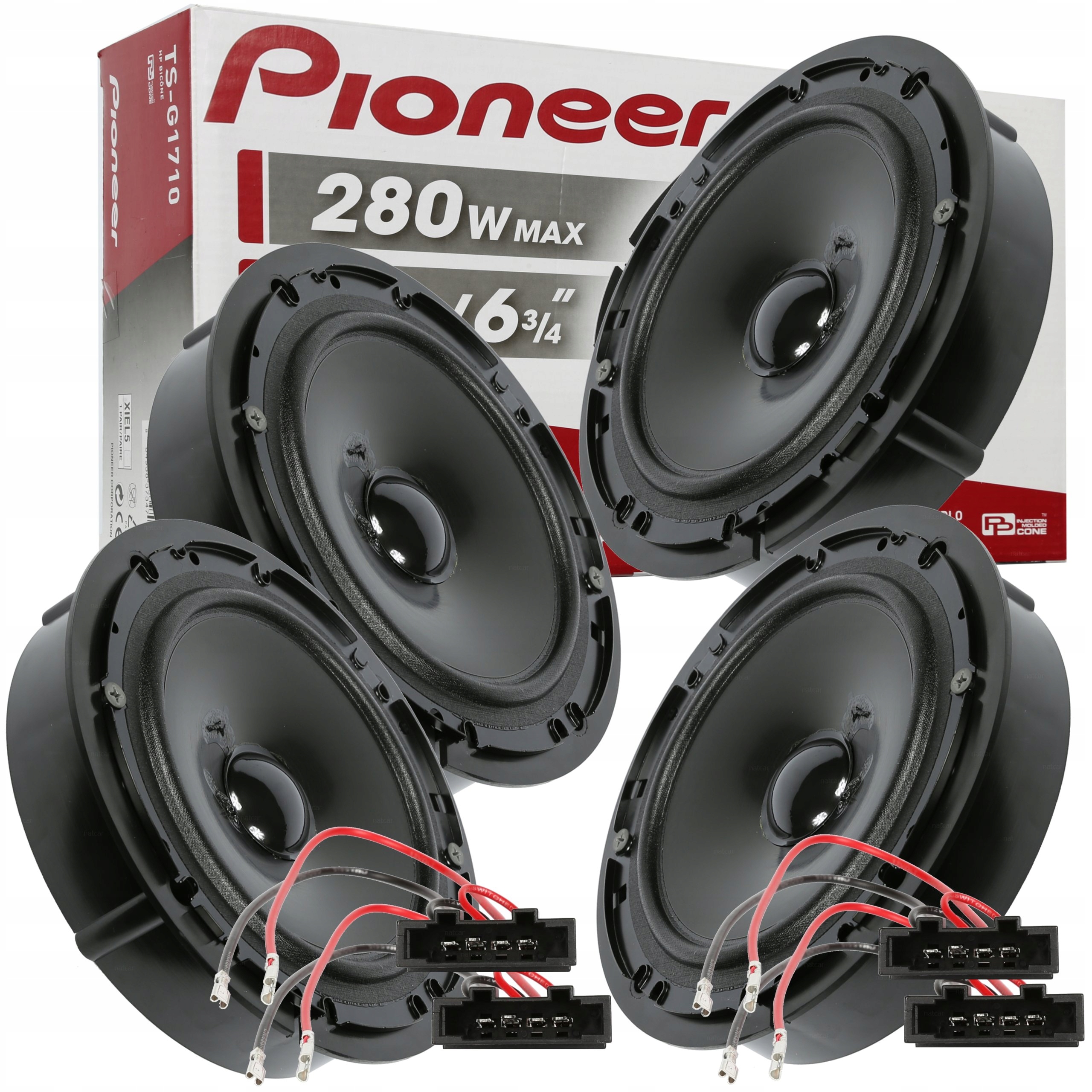 KOMPLET GŁOŚNIKI PIONEER 4SZT VW PASSAT B5 GOLF 4 PRZÓD TYŁ MOCNE + DYSTANS