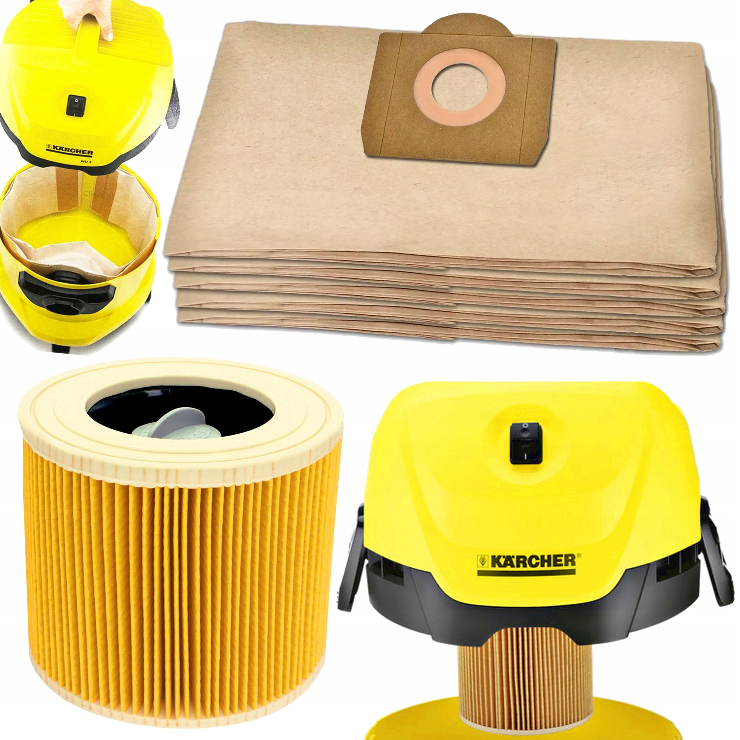

5x Worki Filtr Odkurzacza Karcher Wd 3.200 MV 3