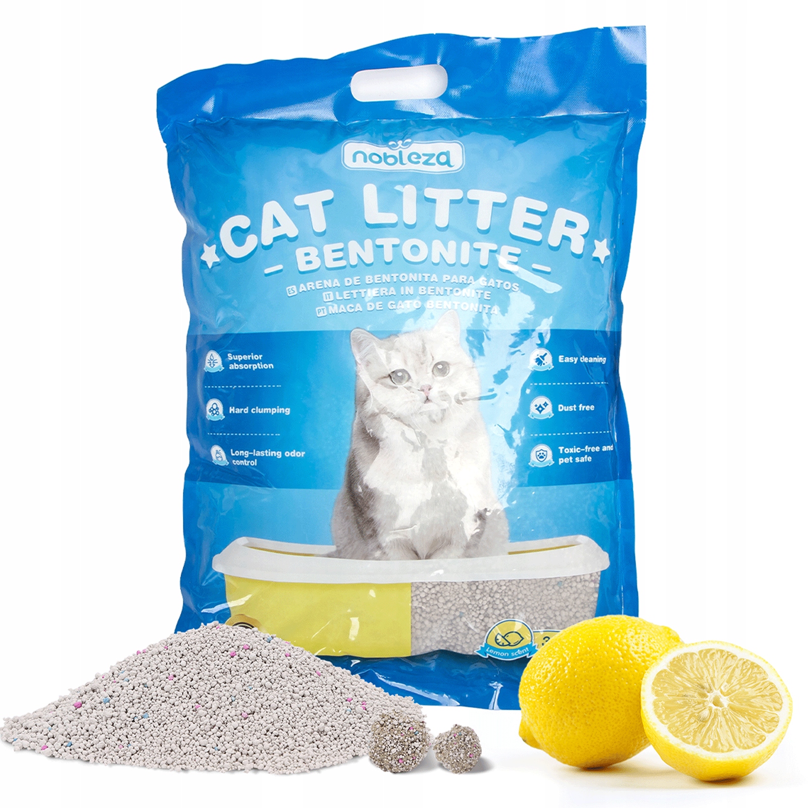 Levně 2x Bentonitový stelivo pro kočky s citronovou vůní 3,2 kg 3.8 l