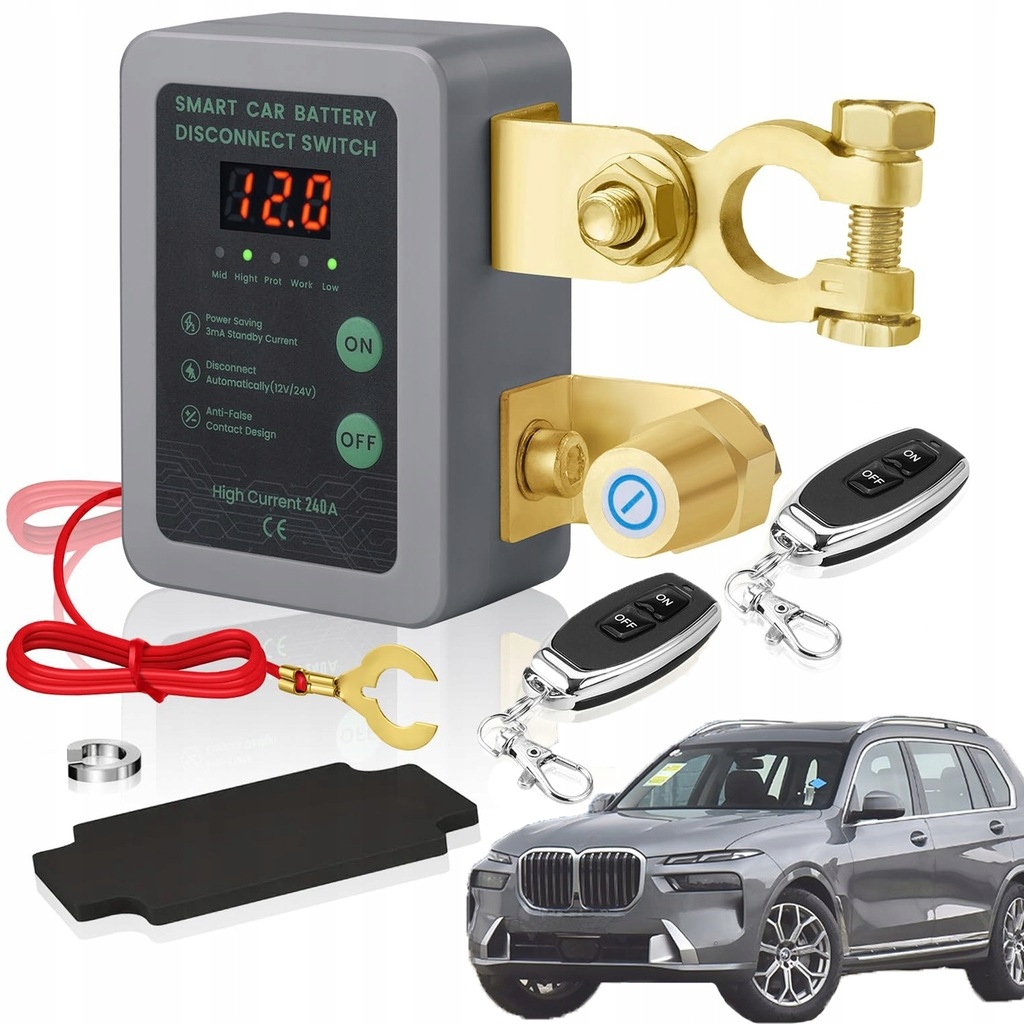 Dálkový automatický vypínač s displejem 12V 240A 2x dálkové ovládání