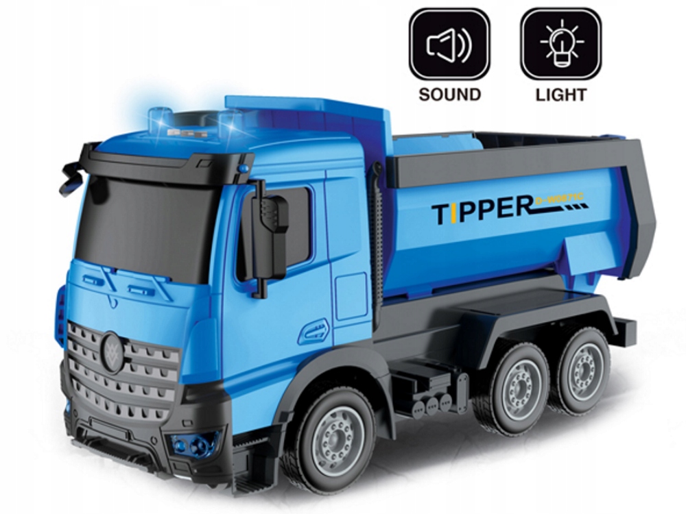 AUTO WYWROTKA NIEBIESKA ŚWIATŁO DŹWIĘKI NAPĘD Materiał plastik