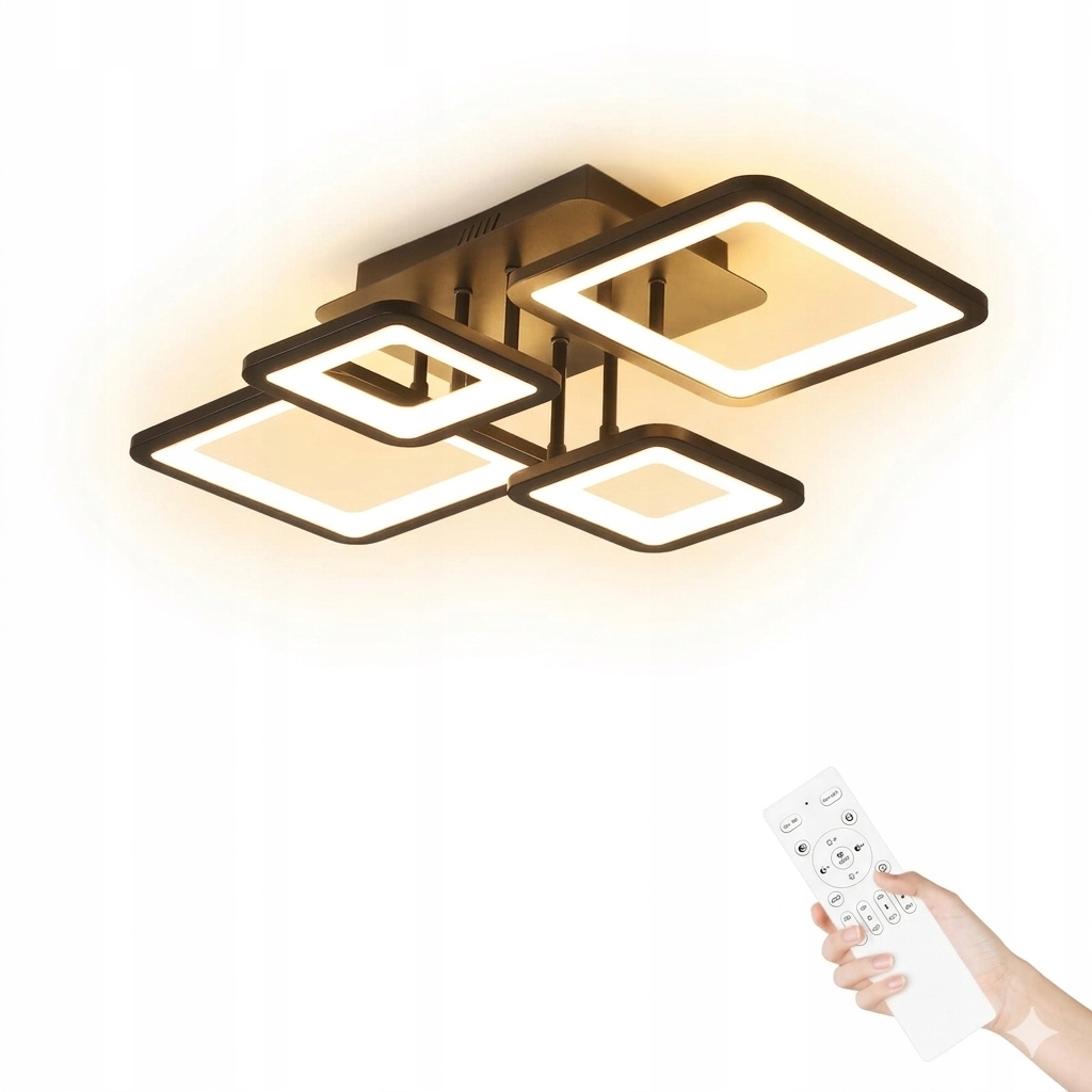 Led Stropné Svietidlo Závesné Čierne Luster Plafón Moderné S Diaľkovým Ovládaním 54W