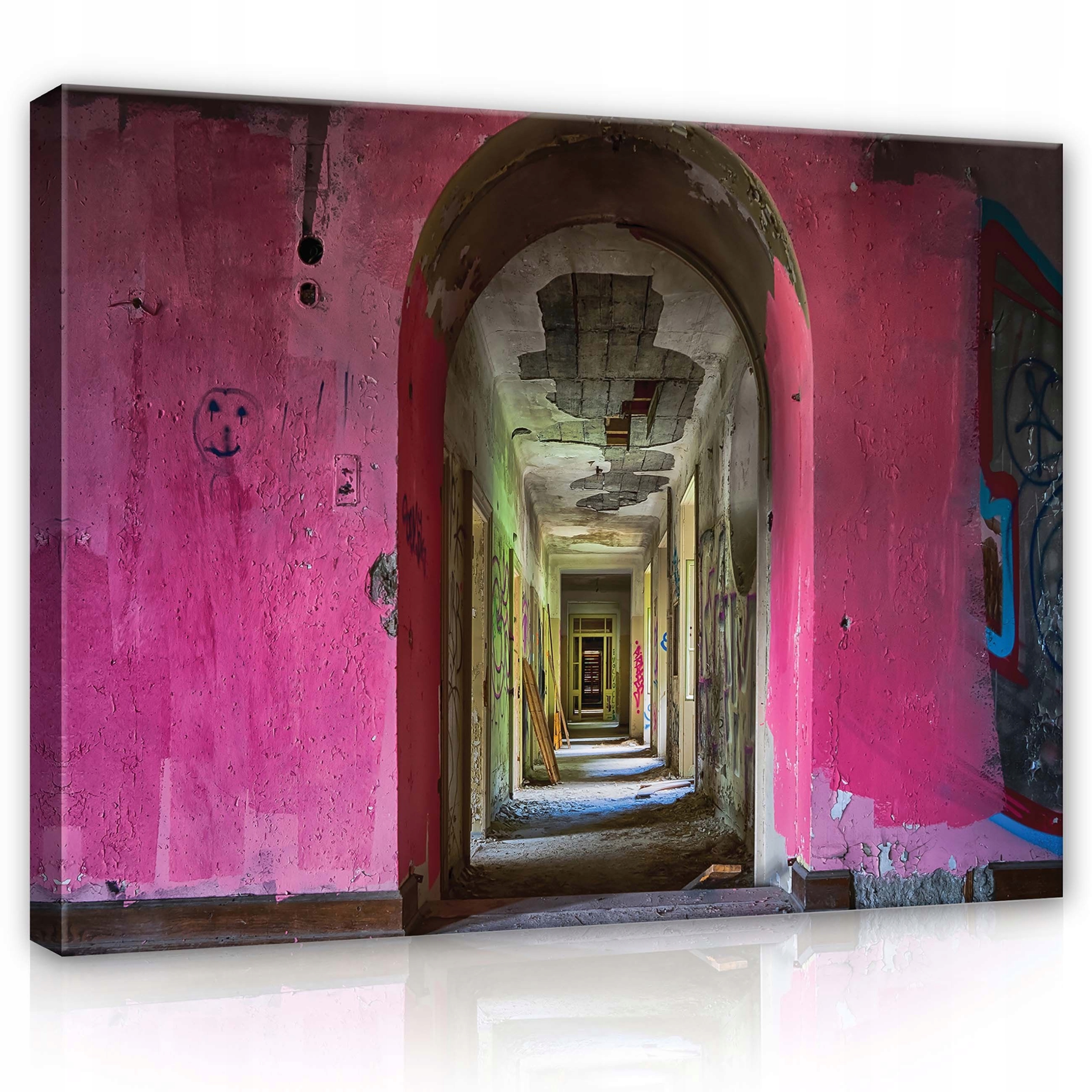 Obraz 80x60 Zanedbání Opuštění zříceniny Chodba Archa Růžové stěny