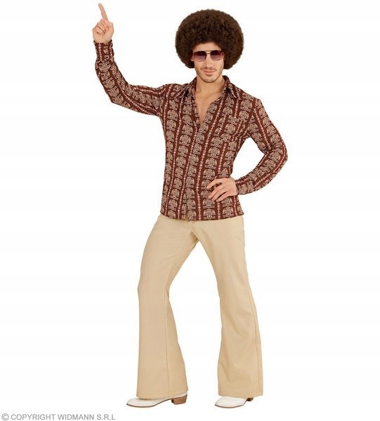KOSZULA MĘSKA DISCO BRĄZOWA LATA 70-TE xxl Płeć mężczyzna