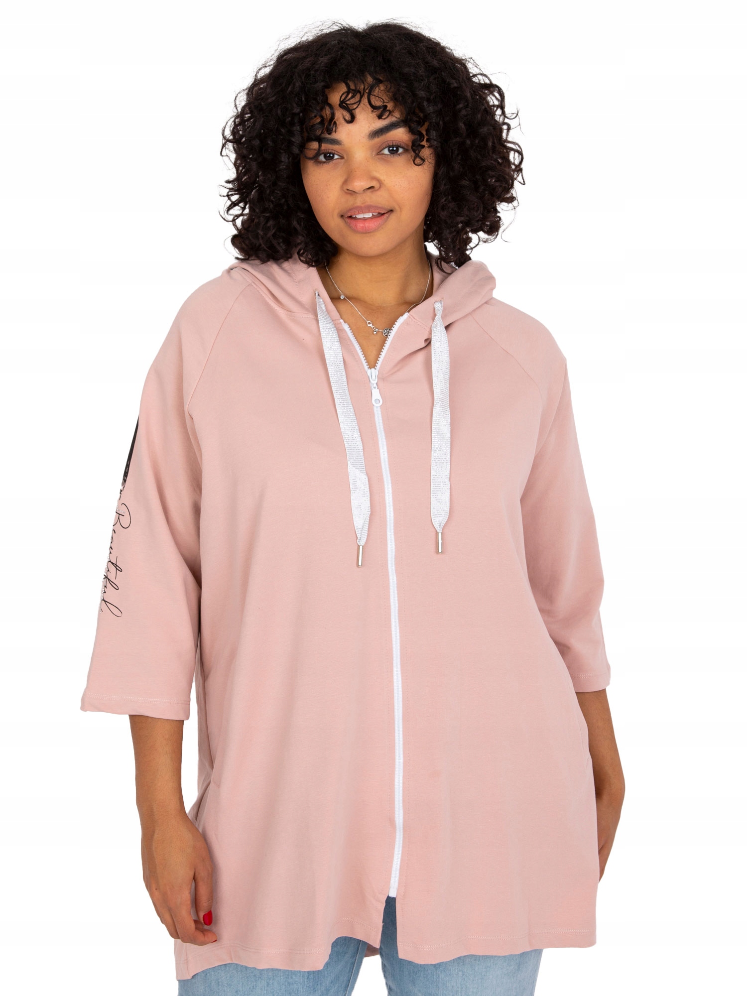 

Długa Bluza Damska Dresowa Plus Size z kapturem