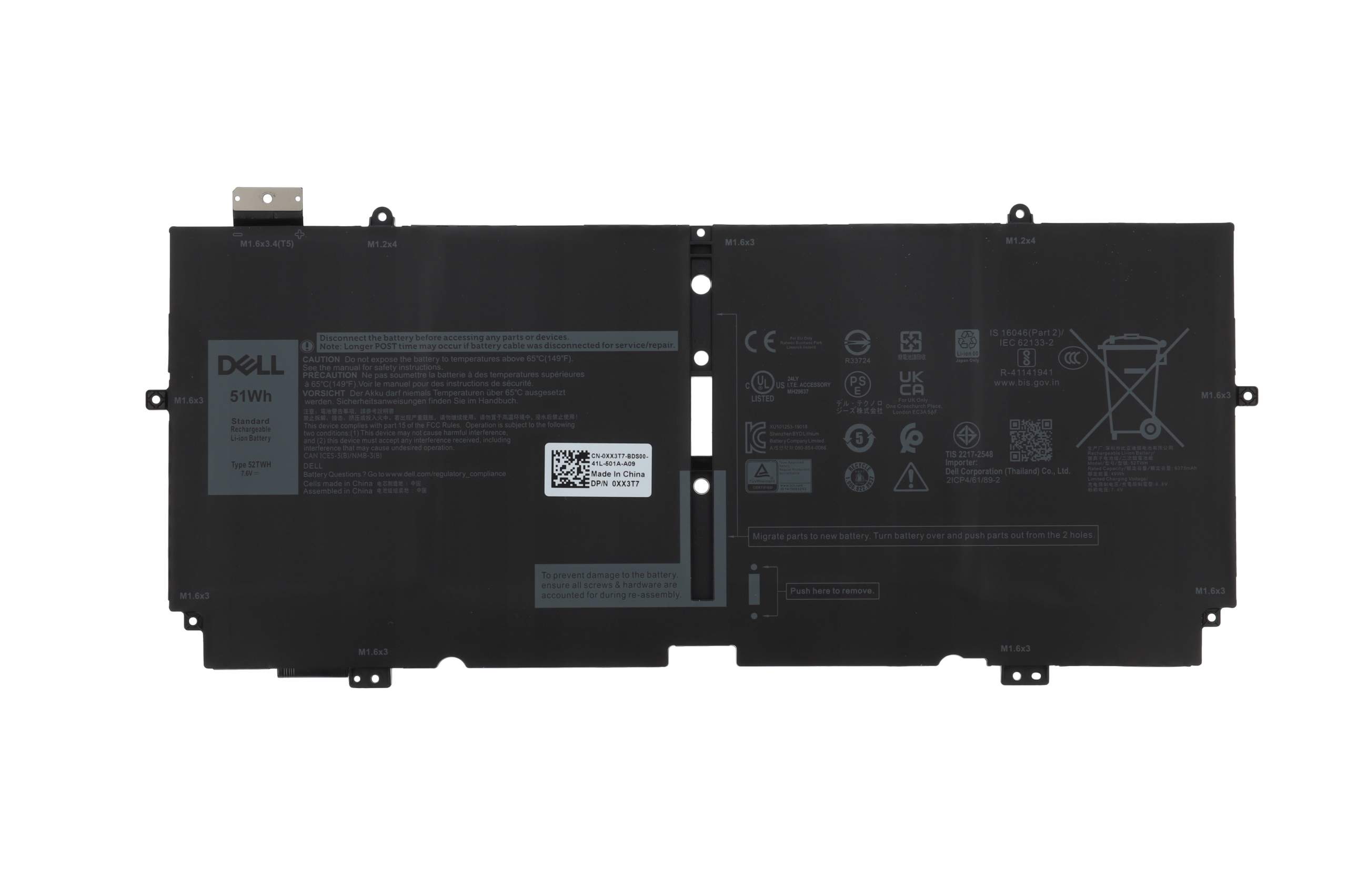 Nowa Oryginalna Bateria Dell Xps 13 7390 2-IN-1 51Wh 52TWH XX3T7