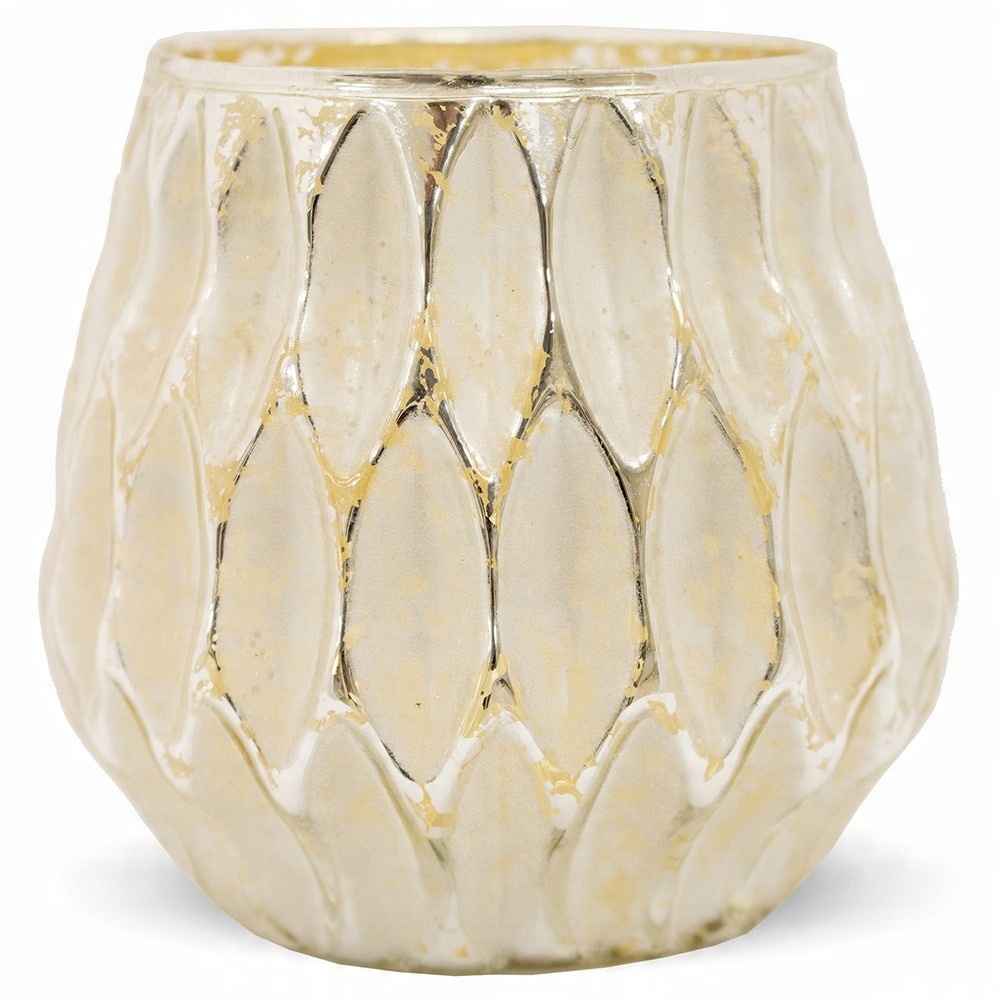 

Świecznik Szklany Złoty 11cm Przecierany Tealight