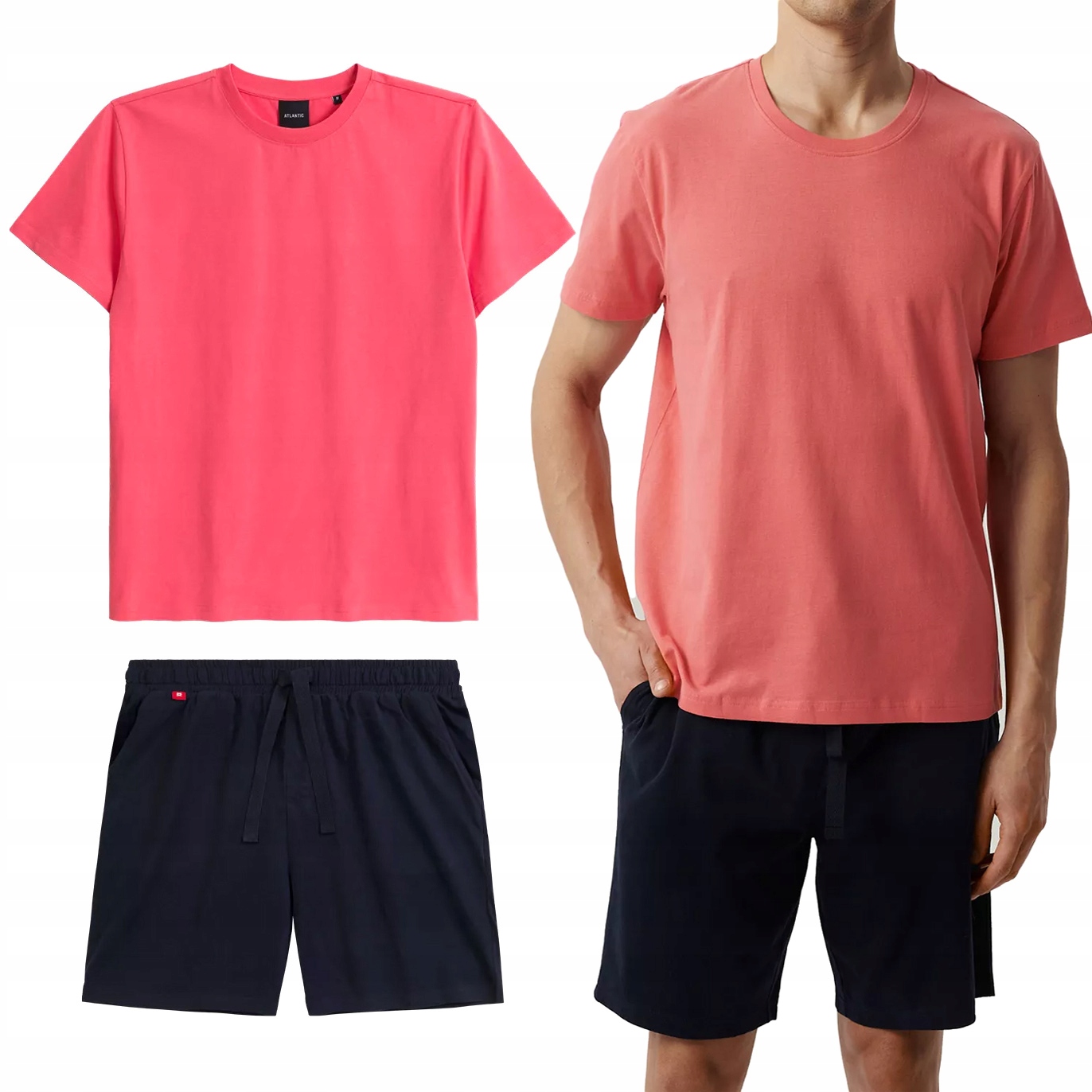 Pánské Pyžamo Atlantic NMP-379 Volný krátký komplet 100% Bavlna L
