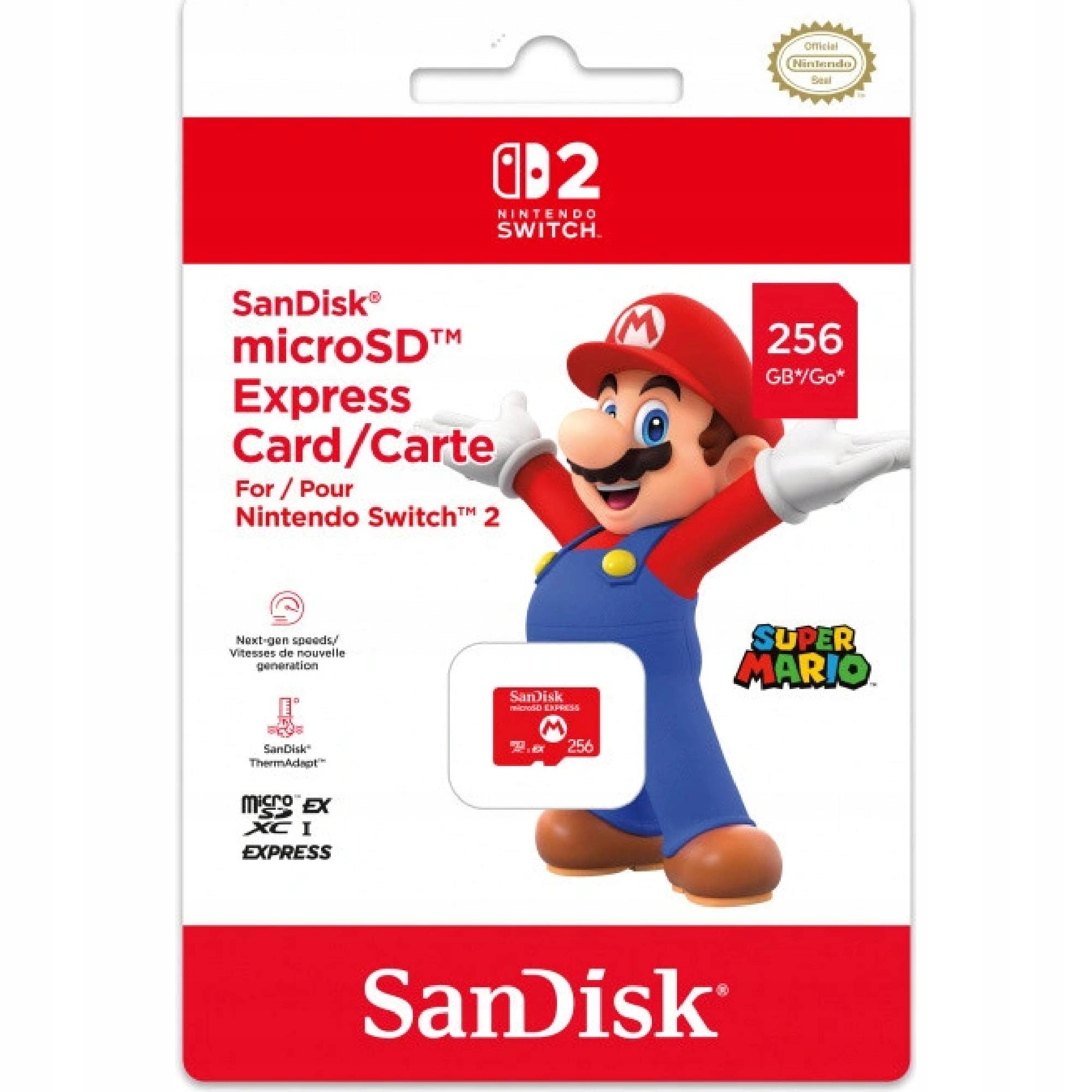 Sandisk MicroSD Express Card pre Nintendo Switch 2 256GB Mario