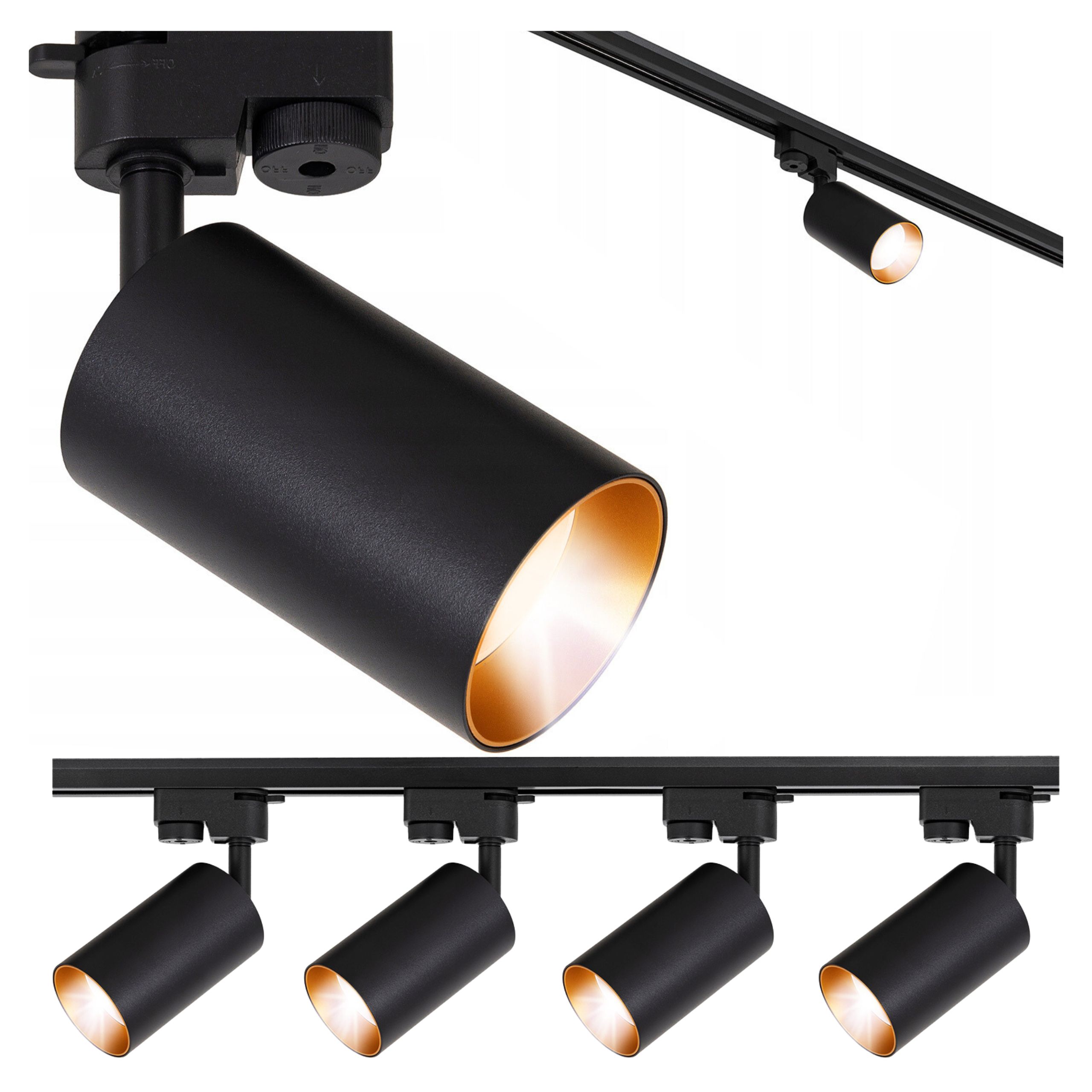 Sada kolejnic 1 m 4x Led lampa GU10 černá zlatá osvětlení