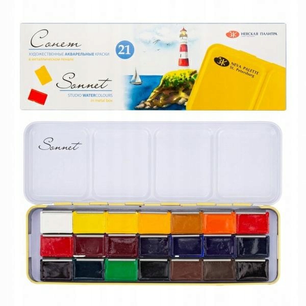 Akvarelové barvy Sonnet 21 kol kov Nevskaya Palitra