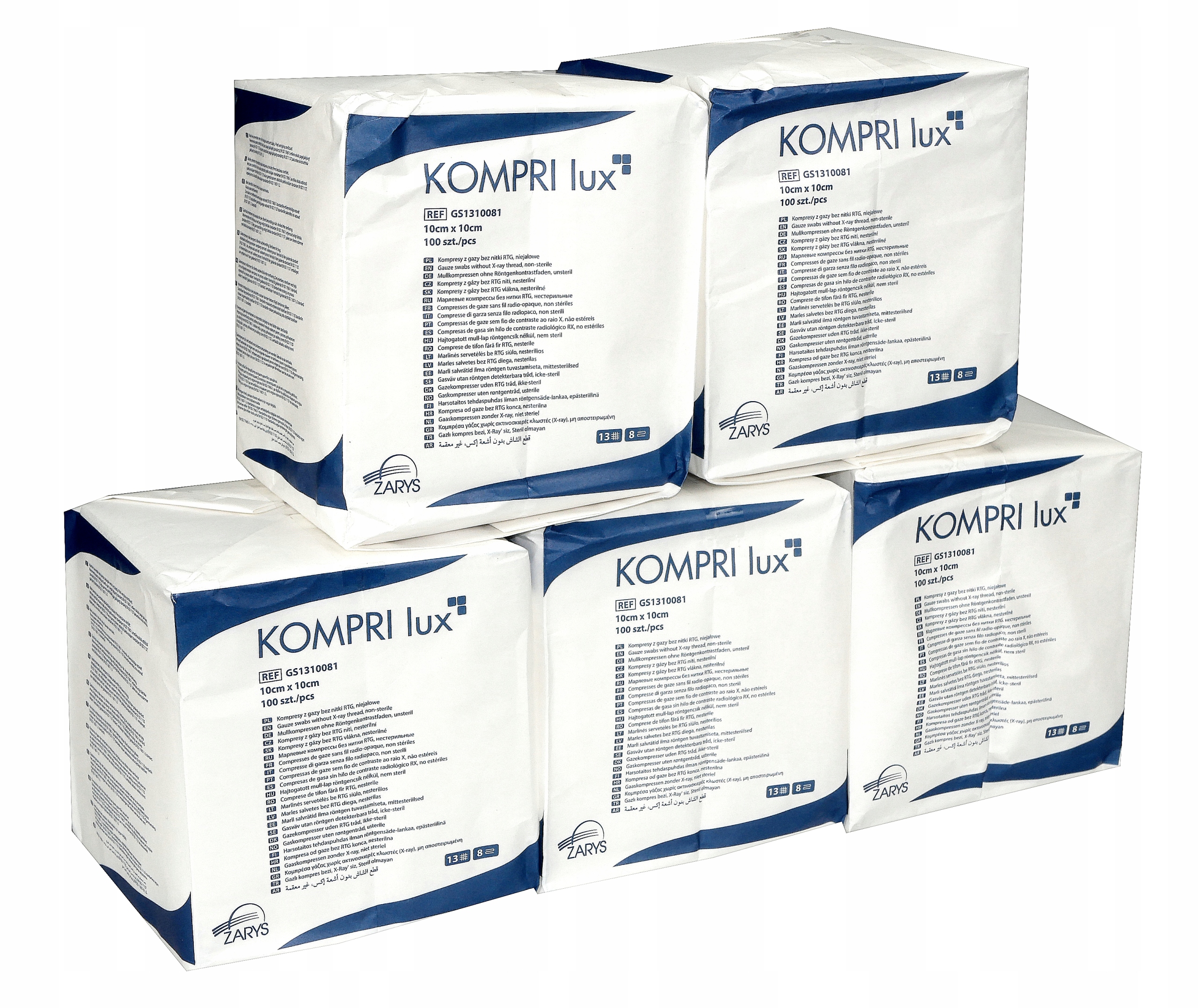 

Kompresy gazowe niejałowe gaziki 10x10cm 5x100