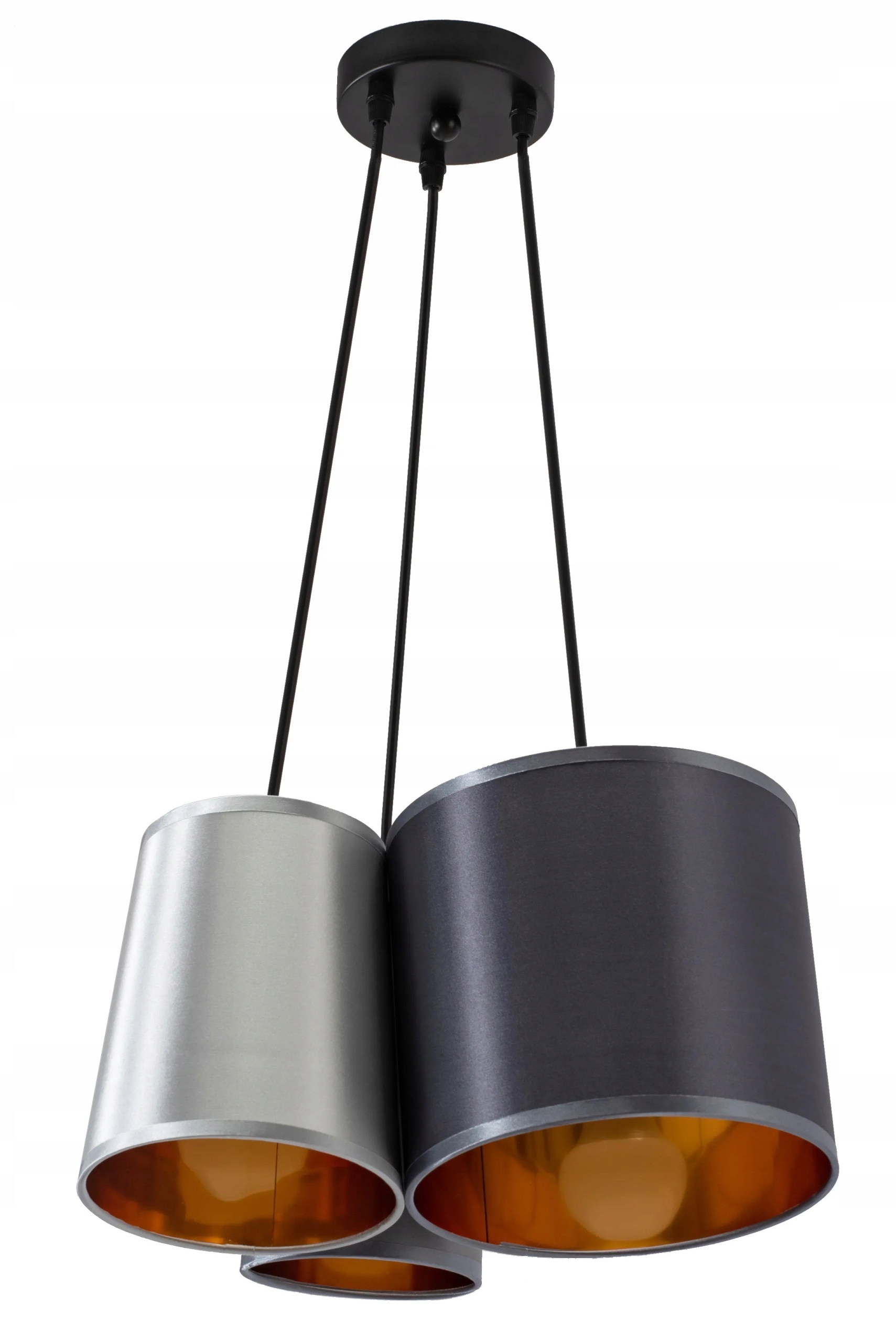 Závesná lampa Moderná 3 tienidlá E27 Šedá Zlatá