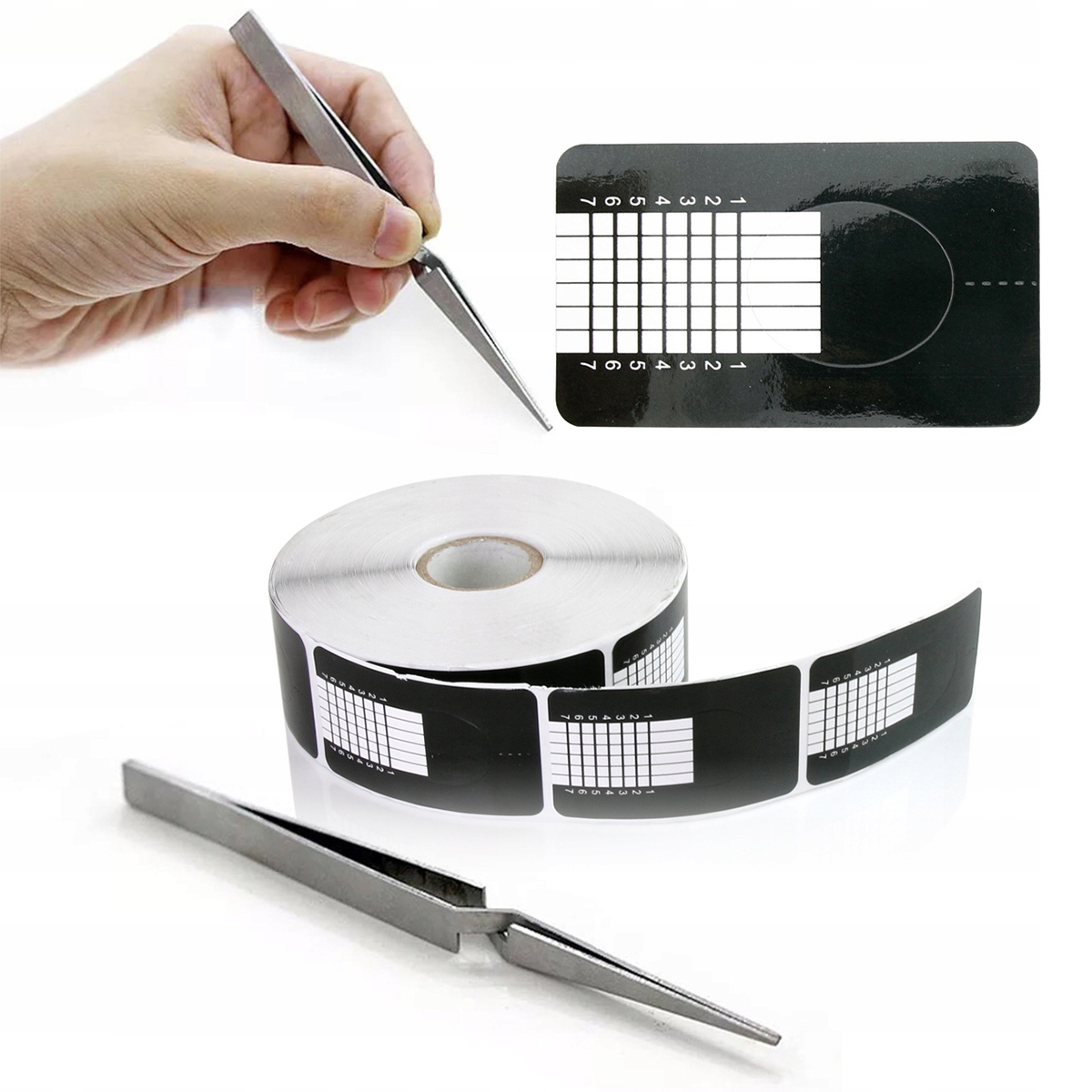 SZABLONY FORMY DO PAZNOKCI WĄSKIE 500sz zaciskarka