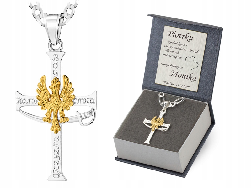 Stříbrný Řetízek Figaro 45cm Kříž 925 Gravírování