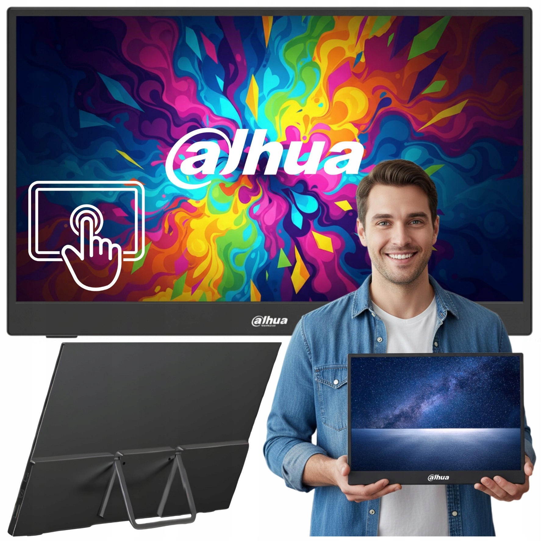 Przenośny monitor dotykowy ekran LCD Ips 15,6" Dahua PM16-F201SDT FullHD