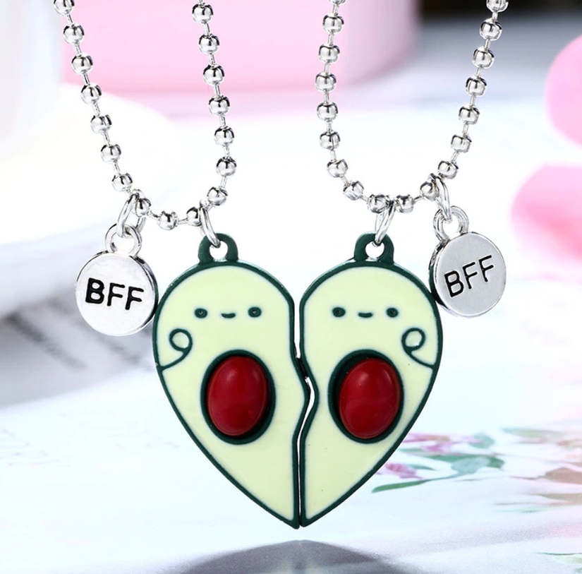 Naszyjnik Przyjaźni Awokado dla Par BFF PRZYJACIÓŁ Cechy nie zawiera niklu regulowana długość