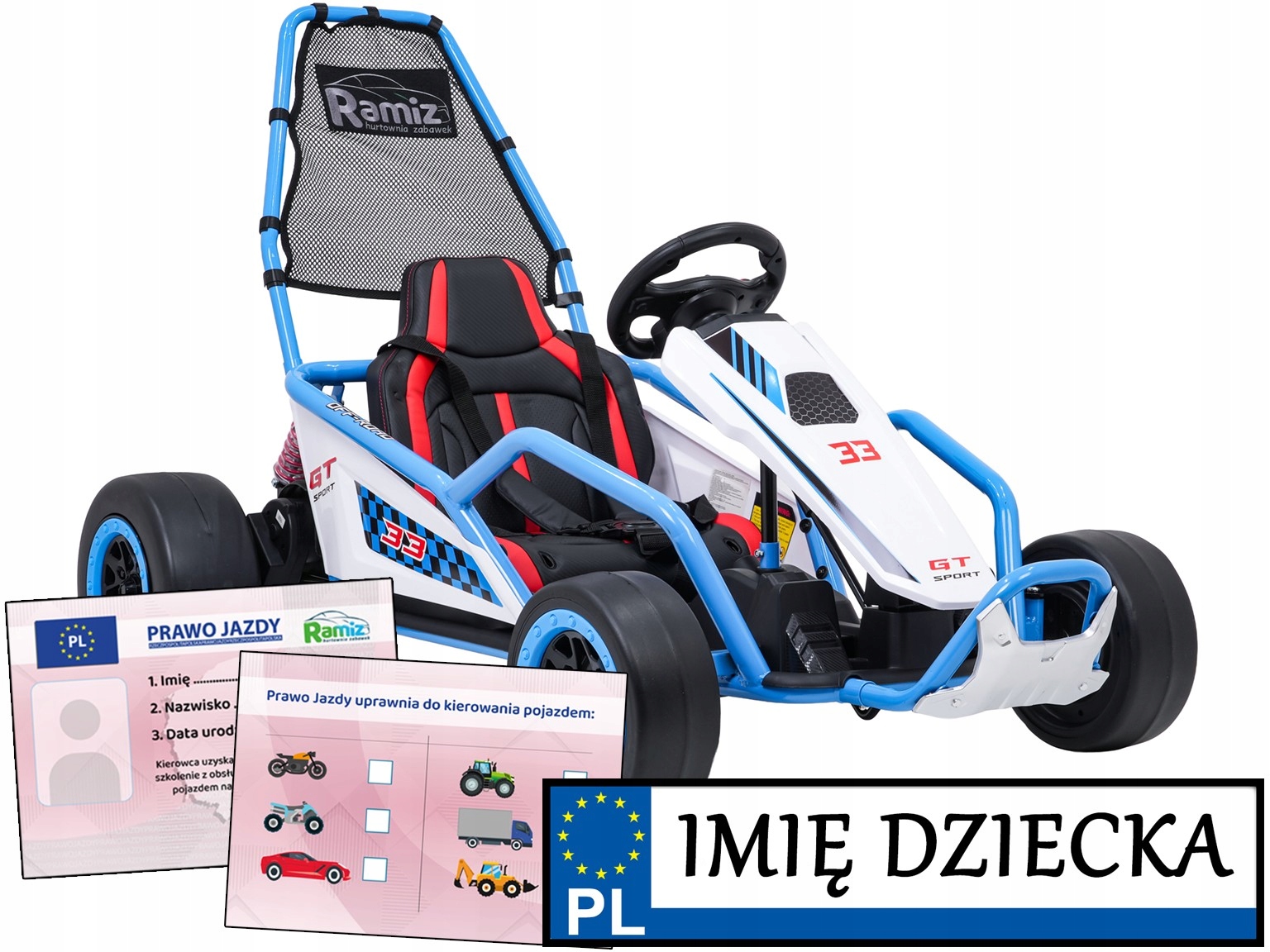 mocny gokart na akumulator Tornado funkcja driftu silniki 2x150W
