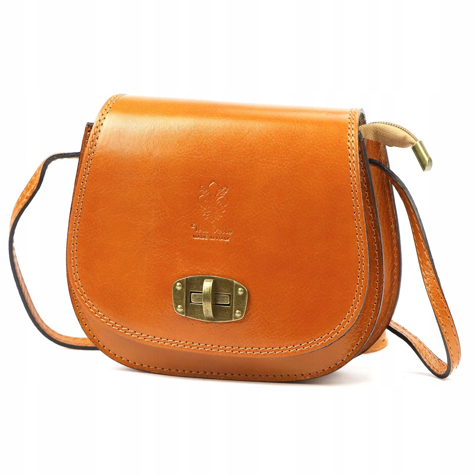 Torebka skórzana włoska Gregorio mała damska camel