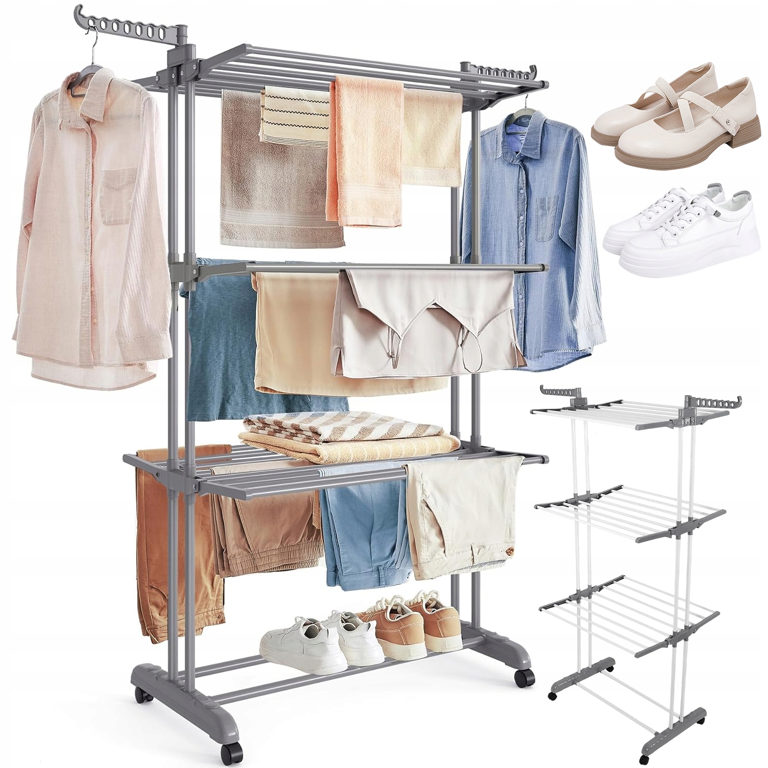 Levně Velká Sušák Na 3 Úrovních S Bočními Křídly A Pohyblivými Tyčemi