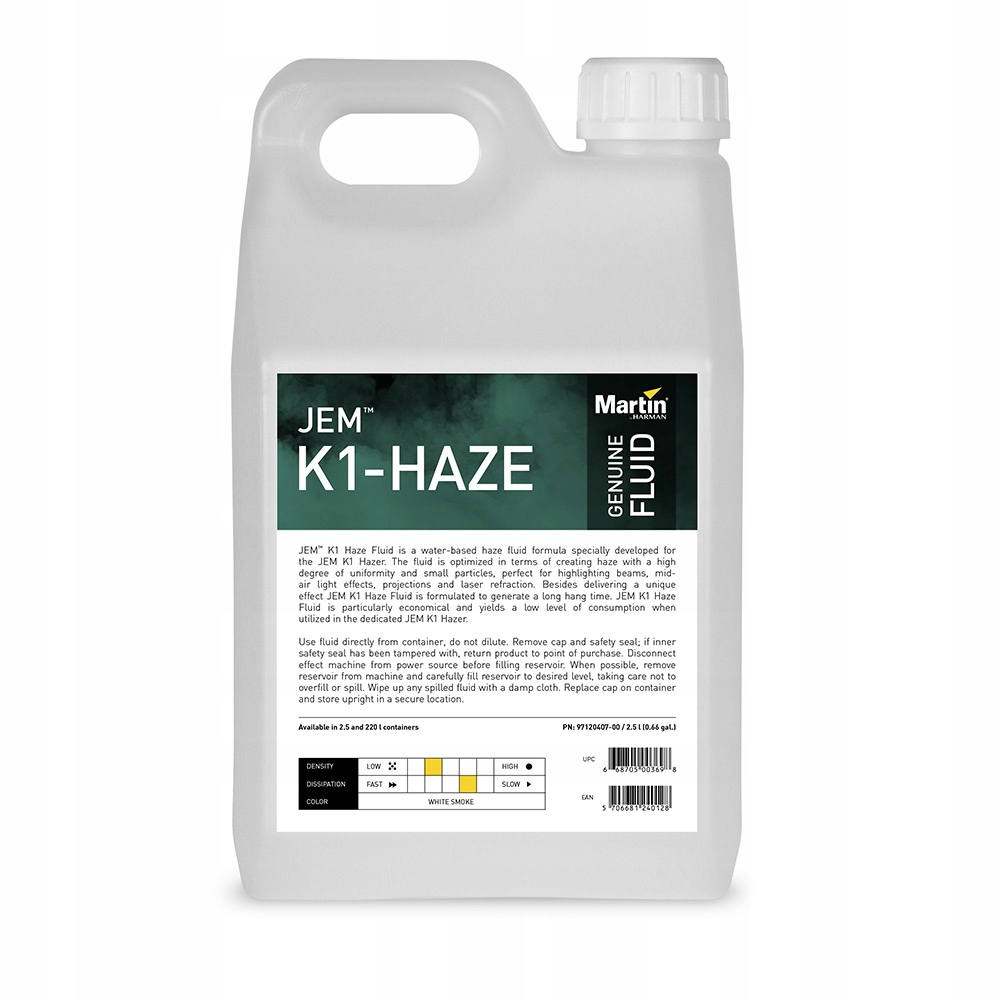 Płyn do dymu Hazer Wolne Rozpraszanie Premium Martin K1 Haze Fluid 2,5L
