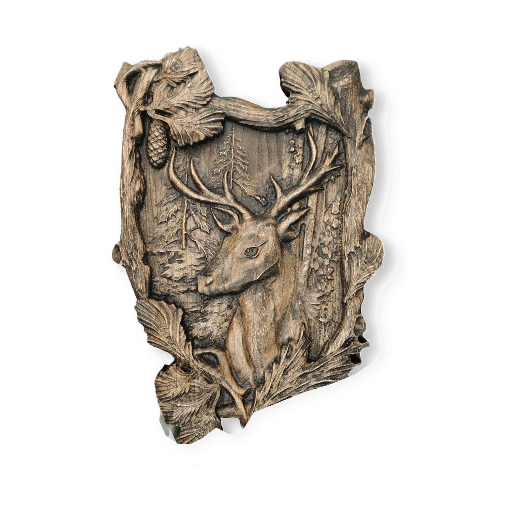 Dřevěný erb s jelenem 50 x 35 cm – dárek