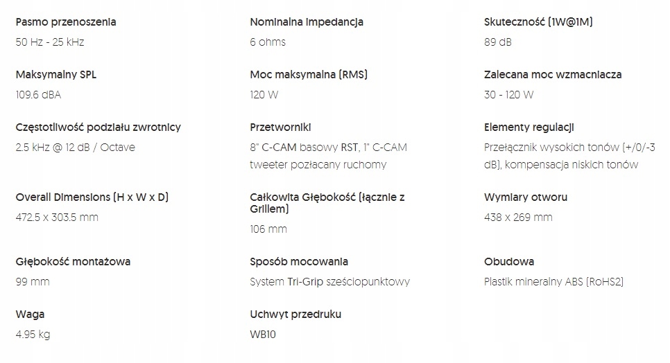 Głośnik z obudową Monitor Audio CP-WT380 Model CP-WT380