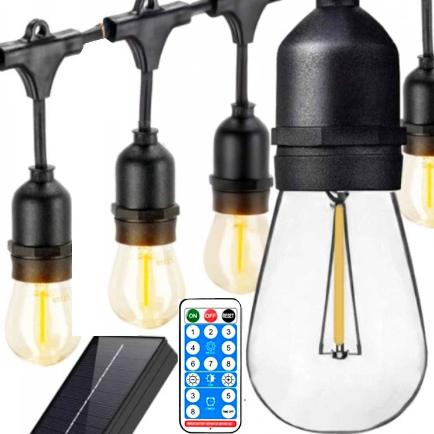 Solární Girlanda 10 M, Ozdobná Světelná Šňůra Se Solárním Panelem, Vodotěsná