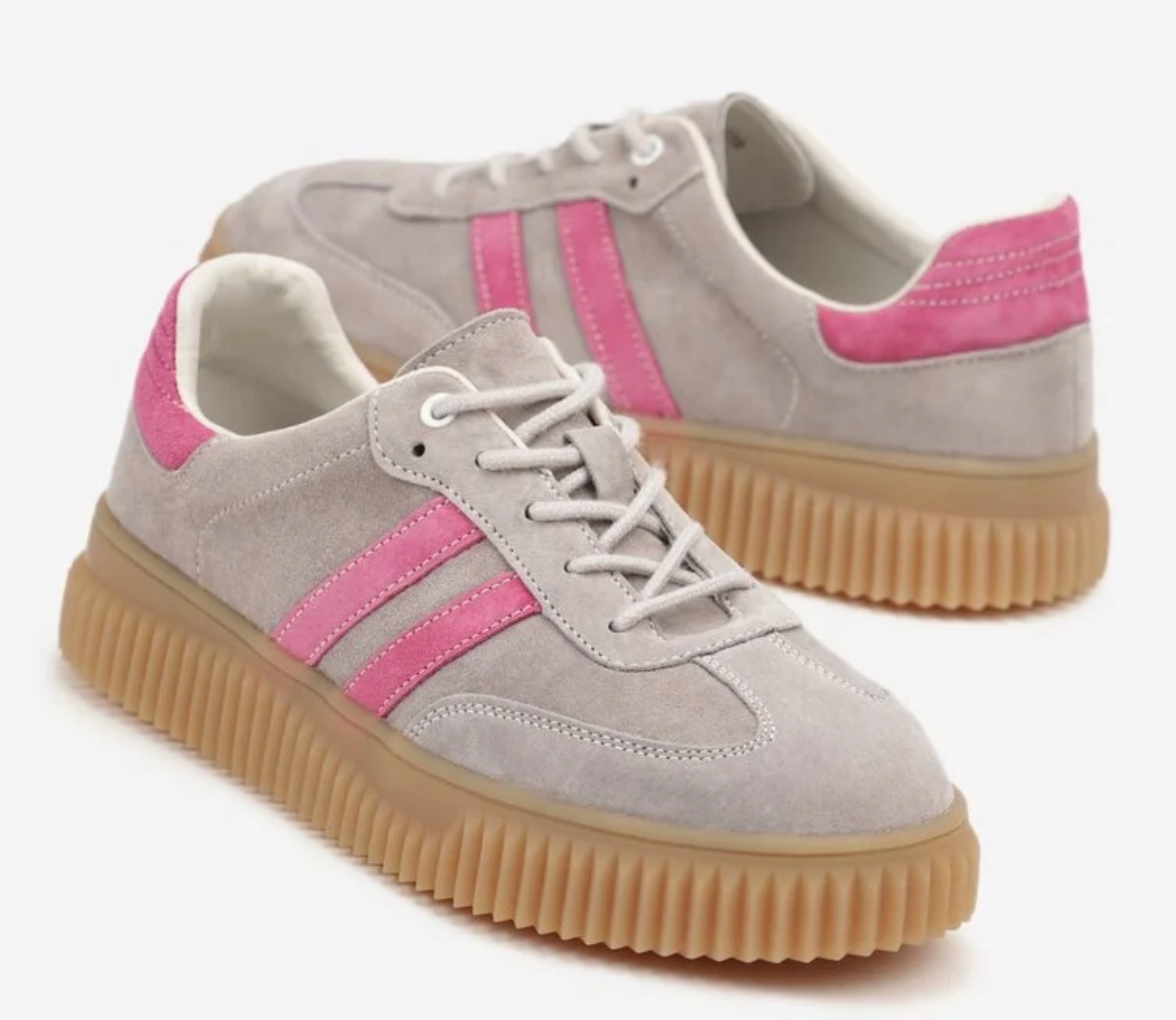 Goodin GD-XF-199 Sneakersy Szary Fuksja skóra zamsz roz.41