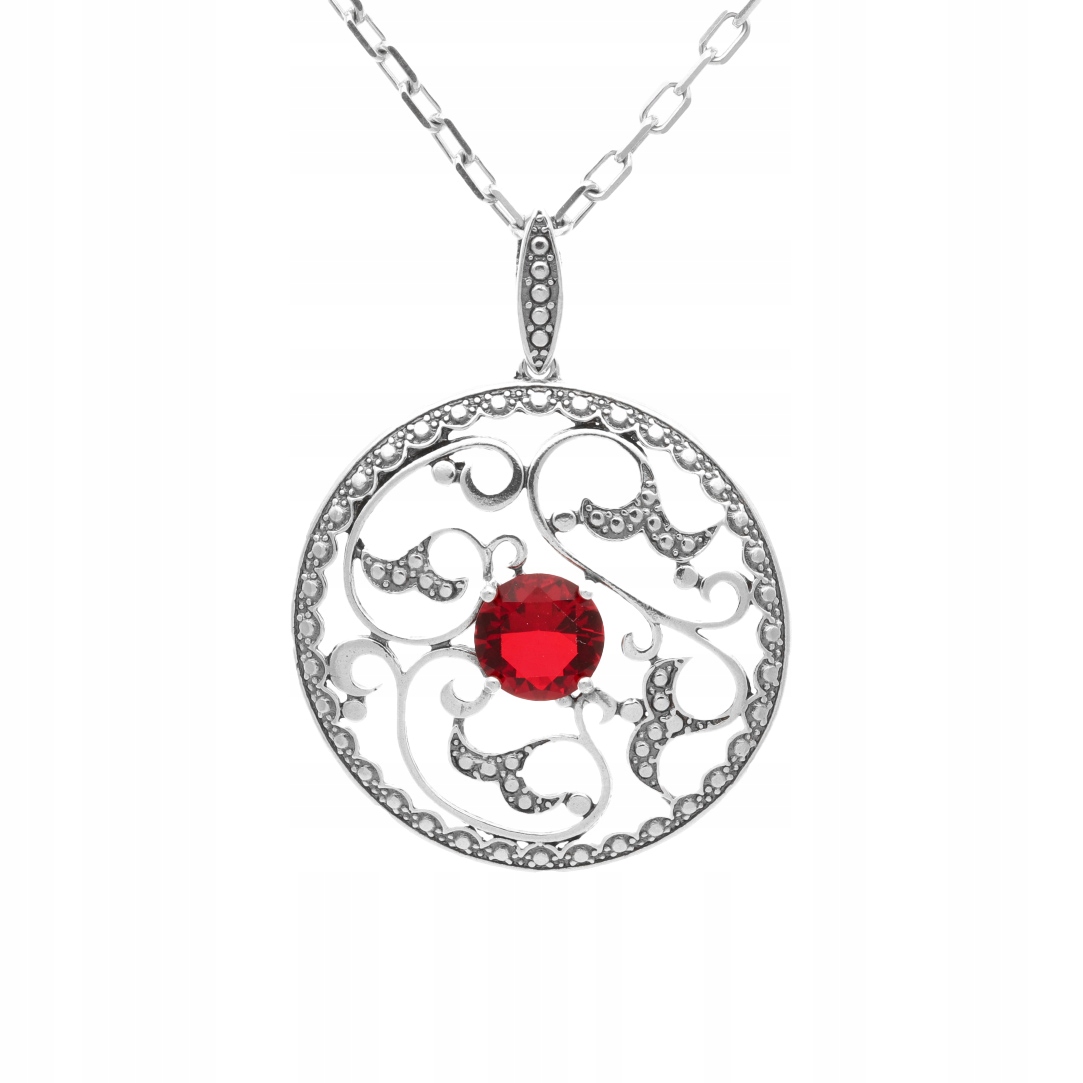 Přívěsek s rubínovou zirkonií, retro stříbro