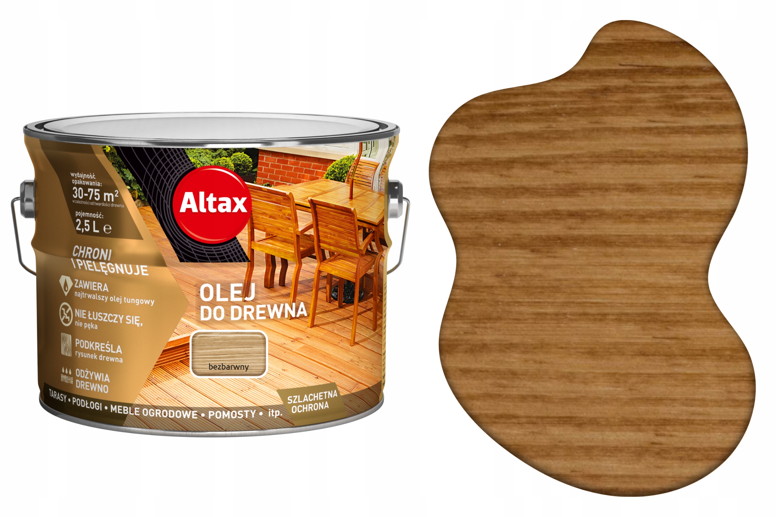 Altax Olej Impregnat Do Drewna Tarasu Bezbarwny 2,5L Na Zewnatrz Tungowy