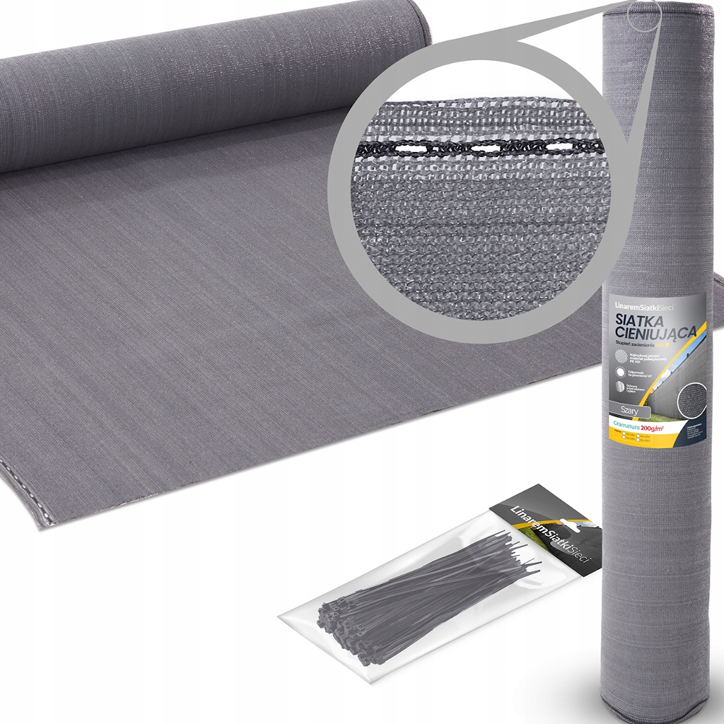 

Siatka Cieniująca 95% Maskująca Płot 1,5x10 Szara