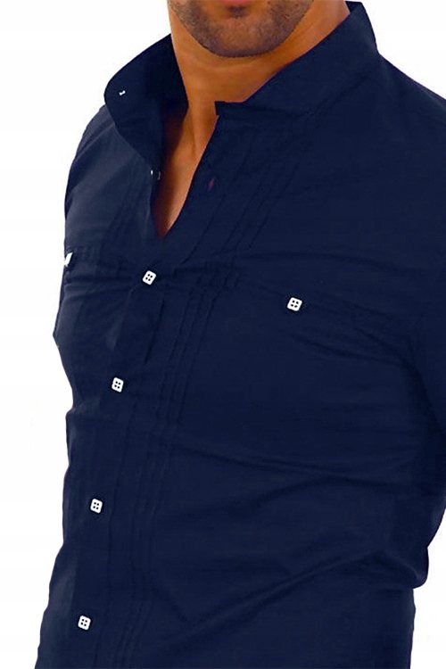 Koszula Męska Casual Stójka Codzienna Gładka NEW Rozmiar L