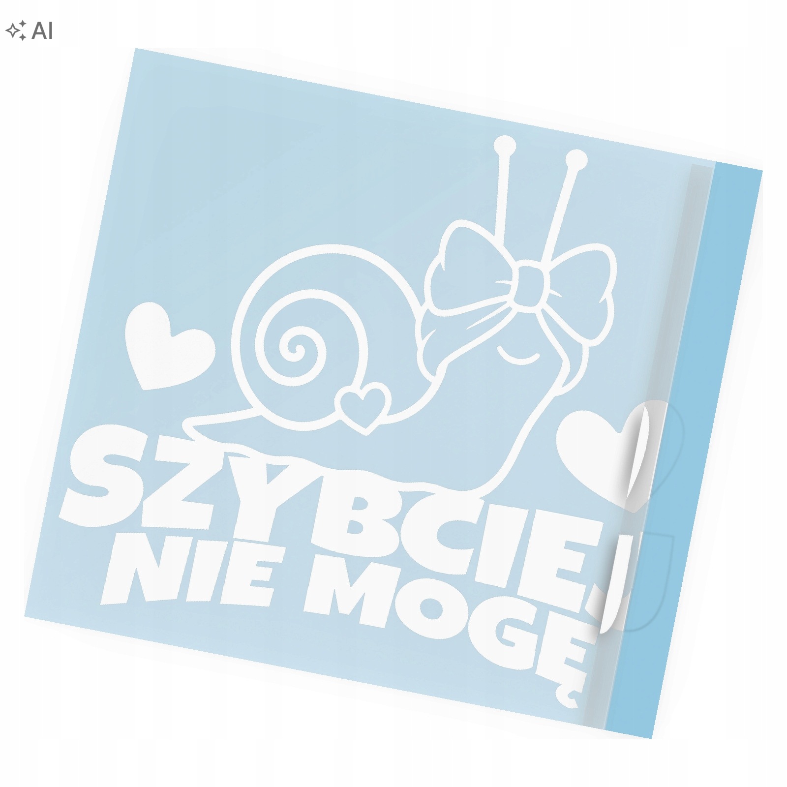 Naklejka Na Szybę Ślimak Z Kokardą Szybciej Nie Mogę Śmieszne Dekoracja