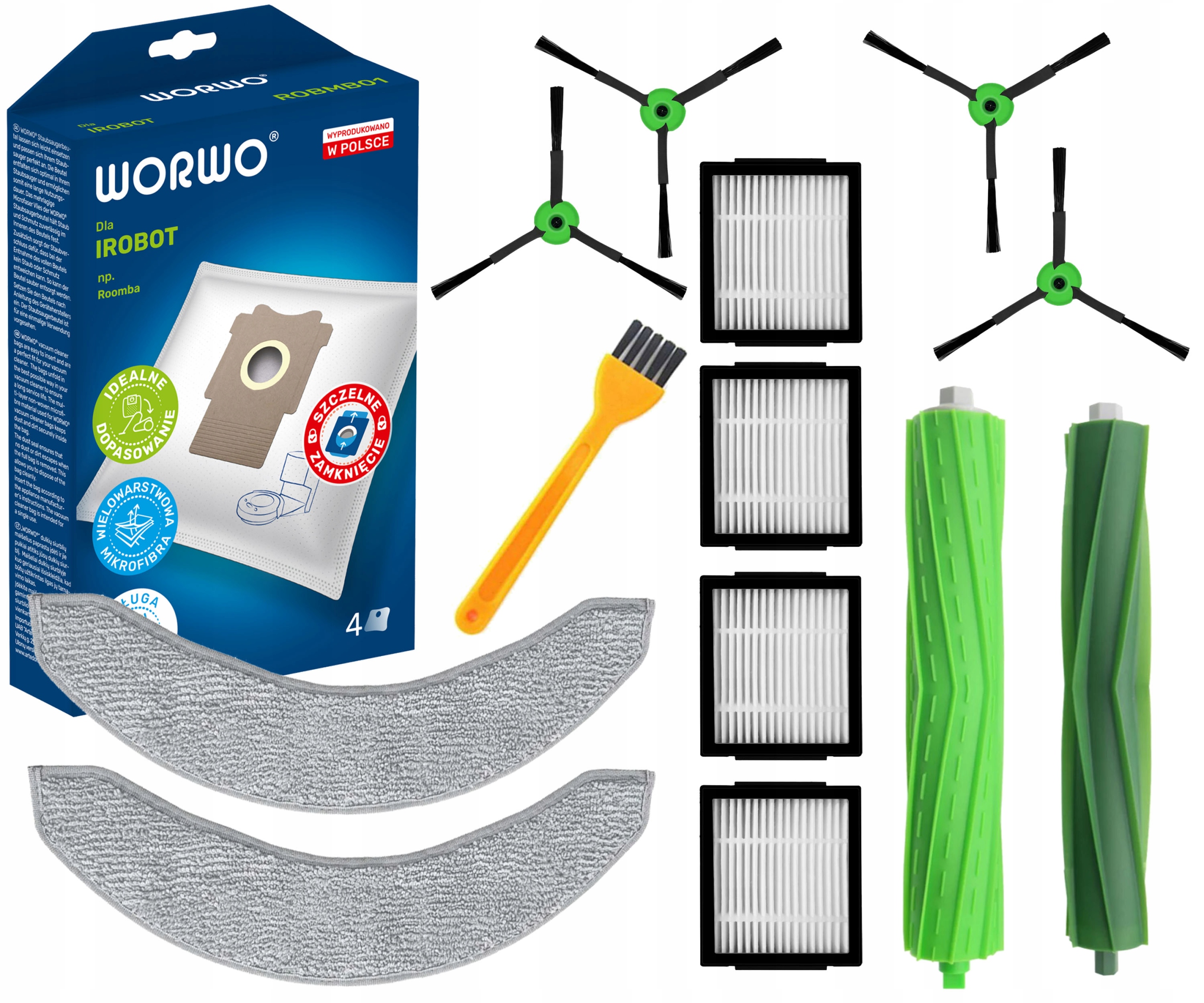 FILTRY SZCZOTKI WORKI MOPY do iRobot Roomba COMBO J7+ J9+ PLUS, ZESTAW
