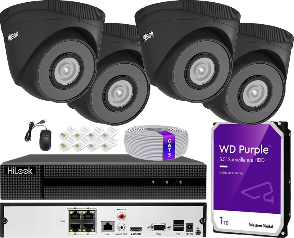 Monitorovanie Ip Sada 4x IPCAM-T5 2K+ 5Mpx rekordér disk 1TB Detekcia