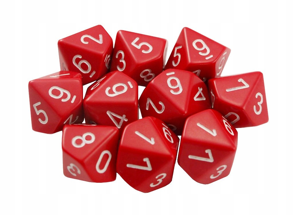 

Kostki czerwone Rpg K10 10szt. kości kostka