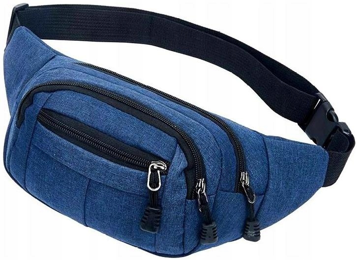 Pojemna Nerka Męska Wodoodporna kieszeń na pasku z zamkami