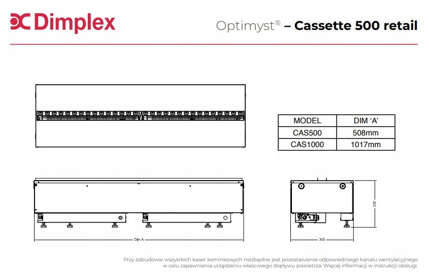 Wkład kominkowy Dimplex Kaseta 500 R z polanami Marka Dimplex