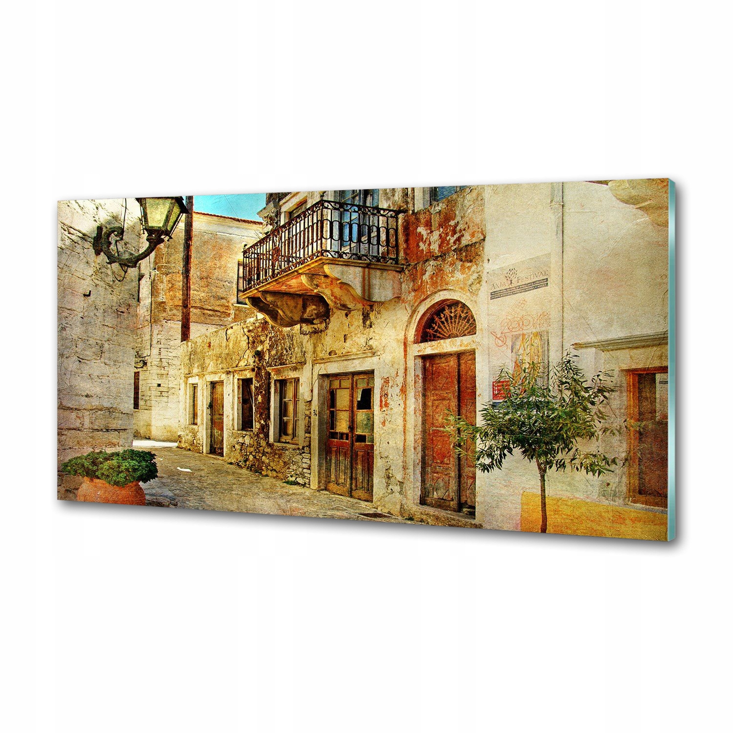 Panel do kuchyne Uličky v Grécku 100 x 50 cm Lepidlo