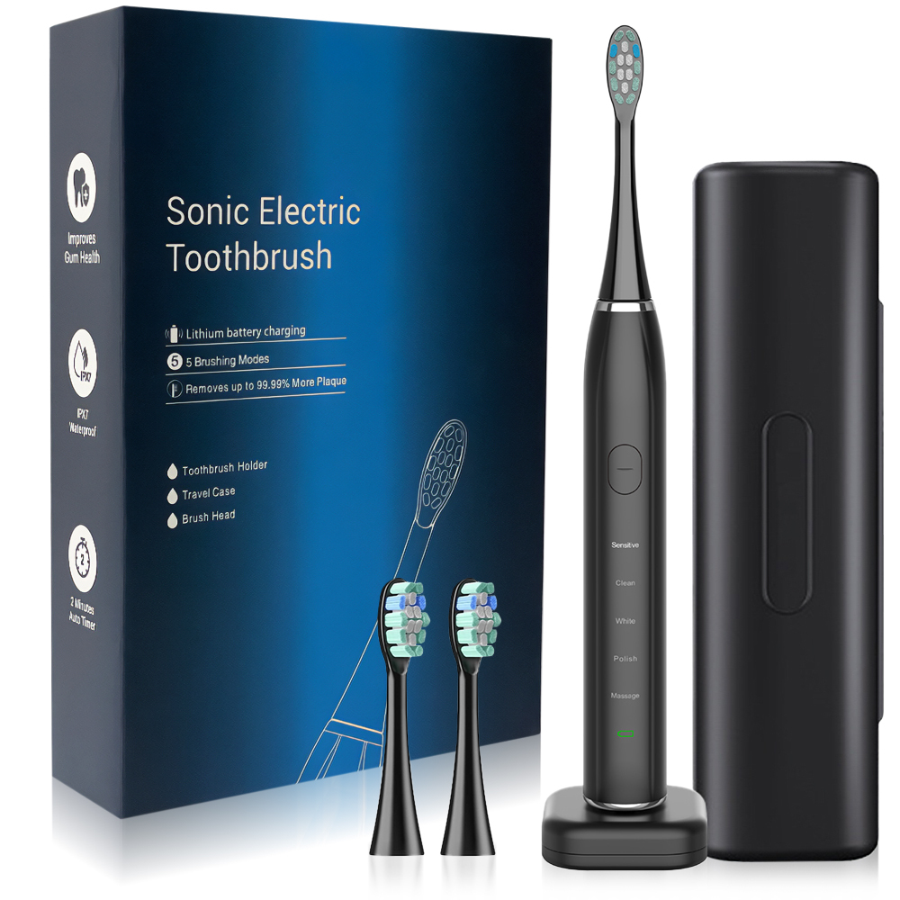 Szczoteczka Soniczna Elektryczna Do Mycia Zębów 5 Trybów Drgań 3 Koncówki