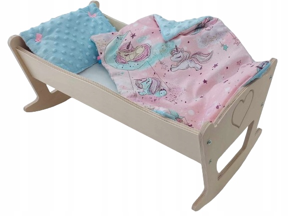 KOŁYSKA DLA LALEK GRAWEROWANA Z POŚCIELĄ