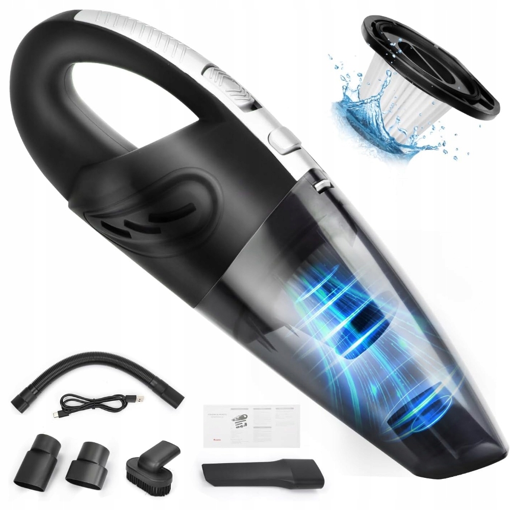 Odkurzacz Ręczny Samochodowy Bezprzewodowy Mocny Turbo + Zestaw Torba Etui