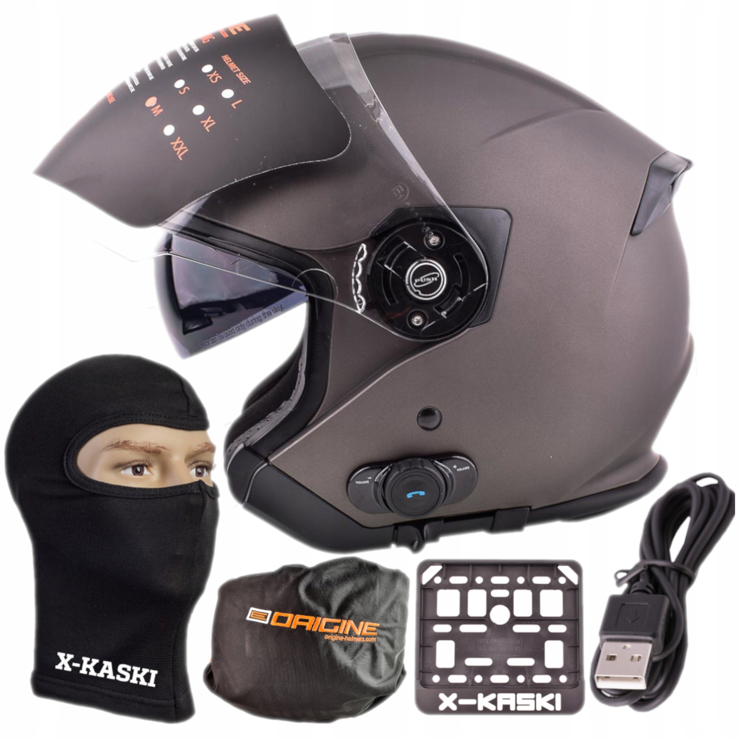 ORIGINE Kask WŁOSKI OTWART MAT BLUETOOTH M